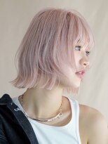 渋谷ブリーチカラータッセルボブ顔周りレイヤー切りっぱなしボブ