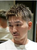 MEN'S/ハイライト×ベリーショート×フェード/短髪/金メッシュ