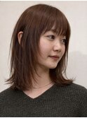 ミディアムレイヤーハッシュカットレイヤーカットレッドブラウン