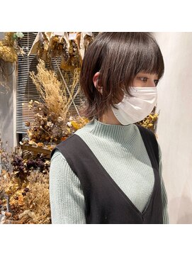 ミント(mint) ウルフボブ/ボブルフ/ウルフショート/グレージュ