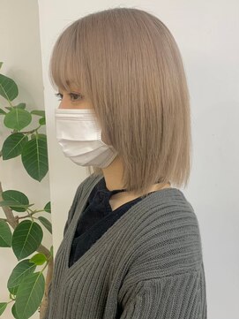 リムレスバイサンク 万代 新潟駅(LIMLESS by cinq) ミルクティーベージュダブルカラーグレージュカラーハイライト