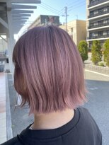 スーリール 伊都店(Sourire) ダブルカラー　ホワイトピンク　ボブ