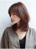 ☆ホワイトグレージュミニウルフデジタルパーマチェリーブラウン