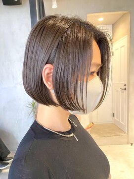 エリマバイフィフス 調布(elima by fifth) 調布白髪染めレイヤーボブショートヘアベージュアッシュブラウン