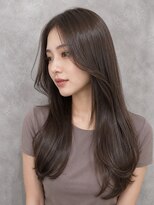 トリニティ(trinity) 髪質改善カラー 艶髪ブラウン レイヤーカット シースルーバング
