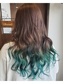ロングヘアー裾カラー