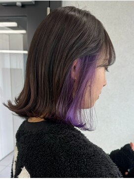 ムク 横浜西口(muku) イヤリングカラーインナーカラー前髪インナーカラーラベンダー