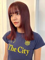 パーク 福岡天神西通り店(parc)&nbsp;チェリーレッド　顔周りカット　ストレート　顔周りレイヤー