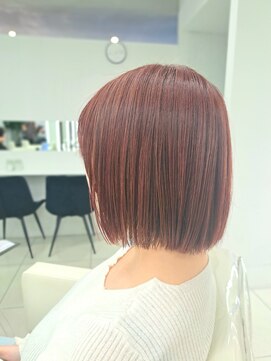 フラミューム 池袋(flammeum) 切りっぱなしボブ ピンクブラウンカラー