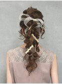 ポニーテール編み下ろしヘアアレンジ