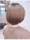 ★マロンベージュAラインボブ小顔カット薄めバングくびれミディ