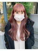 ショコラピンク_暖色系カラー_シースルー前髪_カシスブラウン1