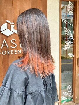 ケースプラスグリーン(CASE+GREEN) ◎ブリーチあり！インナーカラー・ビビットオレンジ