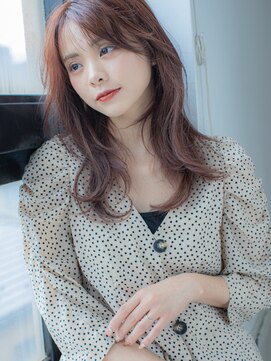 ヴィカーム(VICALM) くびれヘア ロングレイヤー ピンクベージュ 韓国ヘア