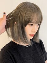 メゾンアクア 表参道(Maison ACQUA)&nbsp;☆ブリーチなしダブルカラー透明感カラー オリーブベージュ ボブ