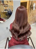 ケアブリーチピンクベージュ顔周りレイヤーカット韓国ヘア岡山