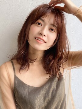 ノラ ギンザ(NORA GINZA) シースルーバング×くびれミディアムヘア 20代30代40代50代