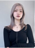 ロング顔周りレイヤー韓国ヘア美髪_F0449