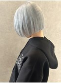 福井　大和田　ハイトーンボブ　ペールブルー　水色カラー