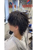 波巻きツイストスパイラルマッシュウルフメンズパーマ