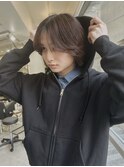=メンズボブ/フェザーパーマ／MEN’S HAIR/ダークブラウン