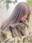 xバレイヤージュ/ホワイトグレージュ/レイヤーカット