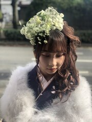 成人式振袖着付けとヘアメイク