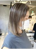 脱白髪染めハイライト グラデーションカラー グレーシルバー