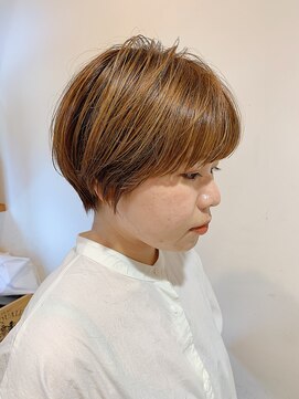 トッカ ヘアアンドトリートメント 難波店 小顔バングで作る☆マッシュルームヘア×オレンジブラウン◎
