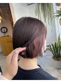 インナーカラーピンクレッドイヤリングカラーピンク　谷町六丁目