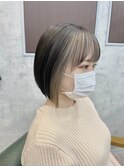 ヘムライト/インナーカラー/切りっぱなしボブ/