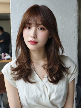 ミディアムレイヤー　透明感【TELA　HAIR取手】