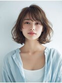 ミルクブラウン/ダークパープル/ナチュラルショート/夏/センター