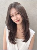 秋カラーブリーチなし艶髪フレンチバングハッシュカットp大宮