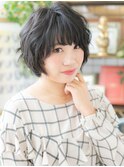 くせ毛風ゆるふわガ-リ-黒髪マッシュショートa川口10代20代30代