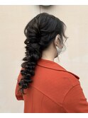 ロング編み込み