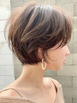 アイドットプラス 表参道(i.+omotesando)&nbsp;かきあげ前髪ベージュカラー白髪カバー丸みショートボブヘア