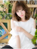 くせ毛風ココアブラウン斜めバング抜け感ロブc5川口20代30代40代