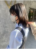 魅力倍増カールセミディシアーカラーダークアッシュショートヘア