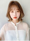 くびれヘアアプリコットオレンジ夏ヘアハイライトカラー