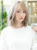 外国人風ハイトーンカラーシースルーバングc6戸頭20代30代40代