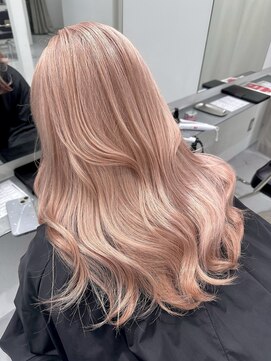 リムレスバイサンク 万代 新潟駅(LIMLESS by cinq) ミルクティーベージュペールピンク顔周りワンホンレイヤー韓国風