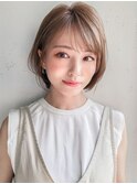 艶感こなれヘア結べるボブ外ハネボブデザインカラー愛され