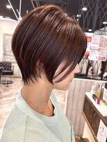 リュンヌ 門前仲町(lune)&nbsp;ロングショートワンカールパーマカーキグレージュ前髪門前仲町