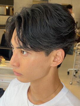 アンサー 渋谷(ANSWER) シースルーセンターパートフェザーパーマメンズ髪質改善縮毛矯正