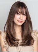 レイヤーカット/顔まわりカット/ワンカール/ブラウン