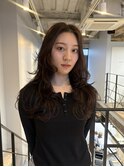 大人美人アッシュショコラカラーレイヤーカット韓国風巻きモテ髪