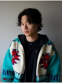 メンズウルフセンターパーマグランジシャドウパーマ