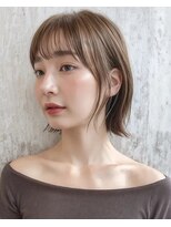 パザパ 寒河江店(pa.za.pa.)&nbsp;韓国風外はねボブ/シースルーバング/ミルキーベージュ/20代30代