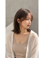 ヘア アンド ブライダル ノア(hair&bridal noah)&nbsp;ナチュラル外ハネボブシースルーバングモテかわいい